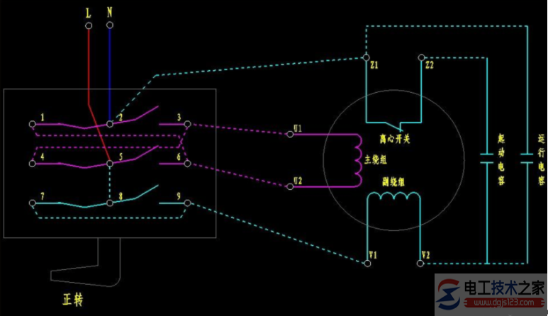 单相电机正反转原理及接线图